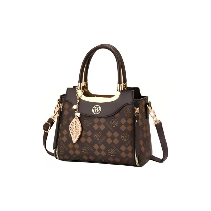 REDOO PU Crossbody Bags Shoulder Bags Regular Women's Square Fabric Brown/Square Fabric Coffee/Square Fabric Ecru-4