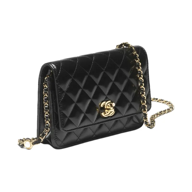 CHANEL Lambskin With Artificial Pearl Shoulder Bag, Crossbody Bag, Wallet Women's Black-1