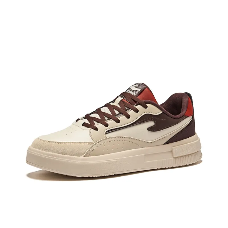 Erke Crane Wings Anti-Slip Wear-Resistant Low-Top Skateboard Shoes Men's Light Smoke Brown Warm Linen-2