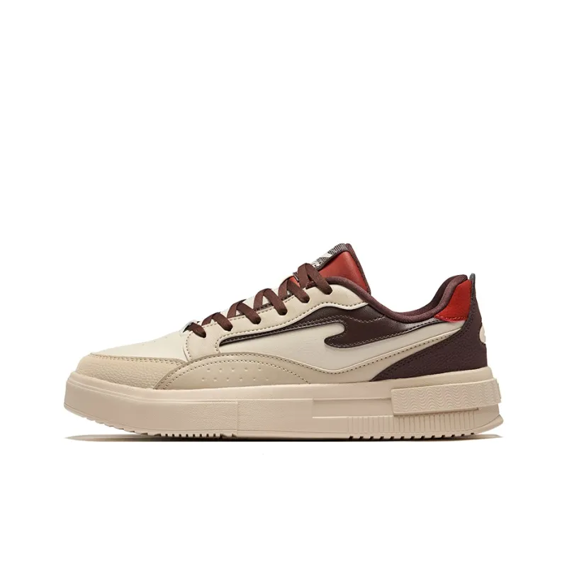 Erke Crane Wings Anti-Slip Wear-Resistant Low-Top Skateboard Shoes Men's Light Smoke Brown Warm Linen-0
