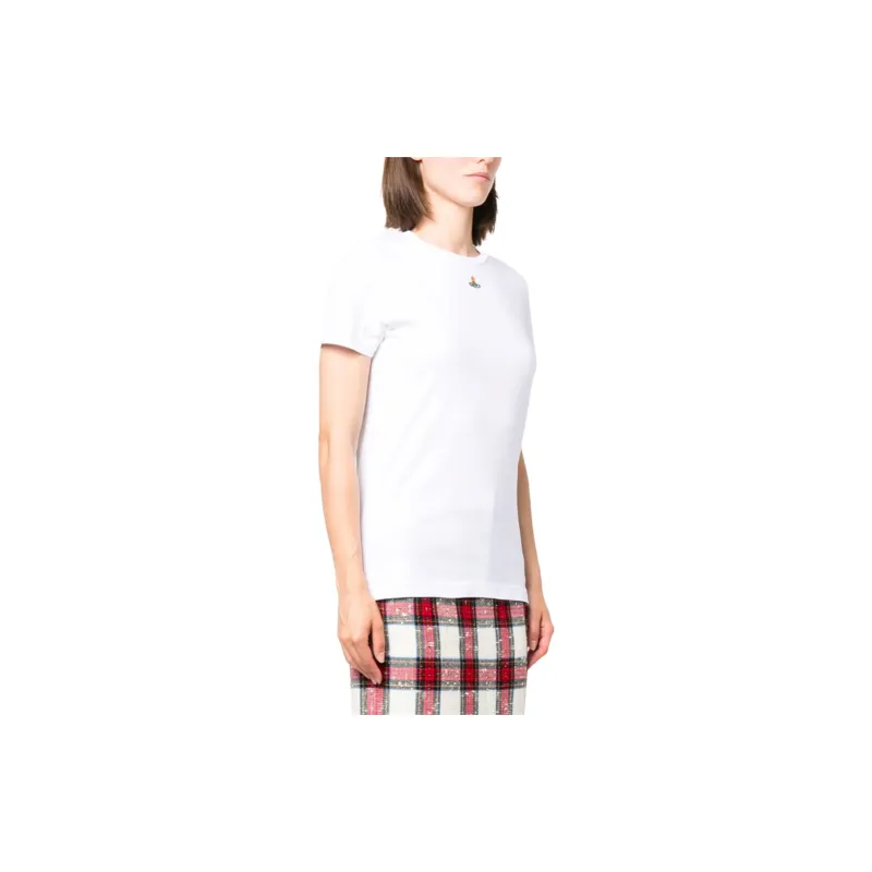 Vivienne Westwood Orb Logo embroidery Cotton T shirt-2