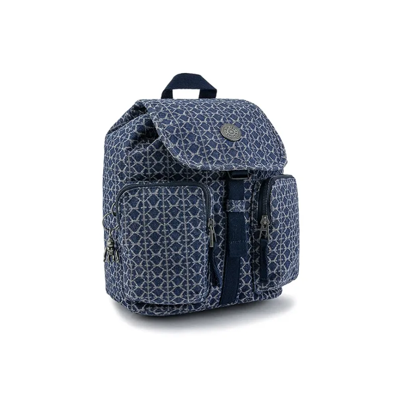 Kipling Polyamide Backpack Medium Size Unisex Denim Monogram-1