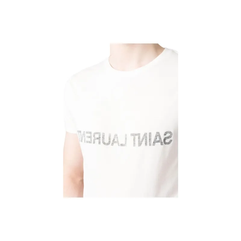 SAINT LAURENT Logo Printed Crewneck T Shirt-4