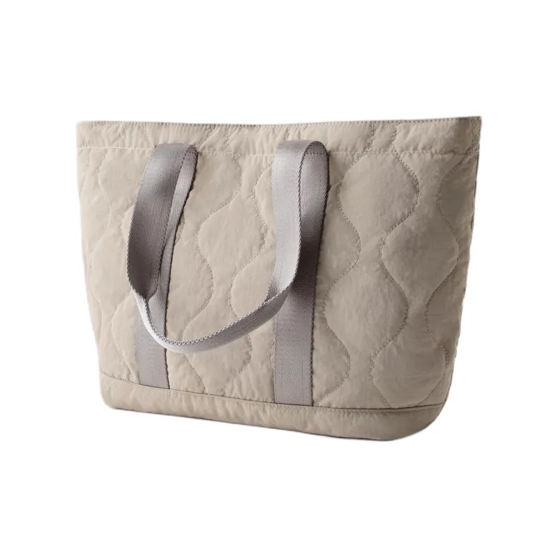 ZARA Polyamide Tote Bag Shopping Bag Shoulder Bag Handbag Unisex Beige-1