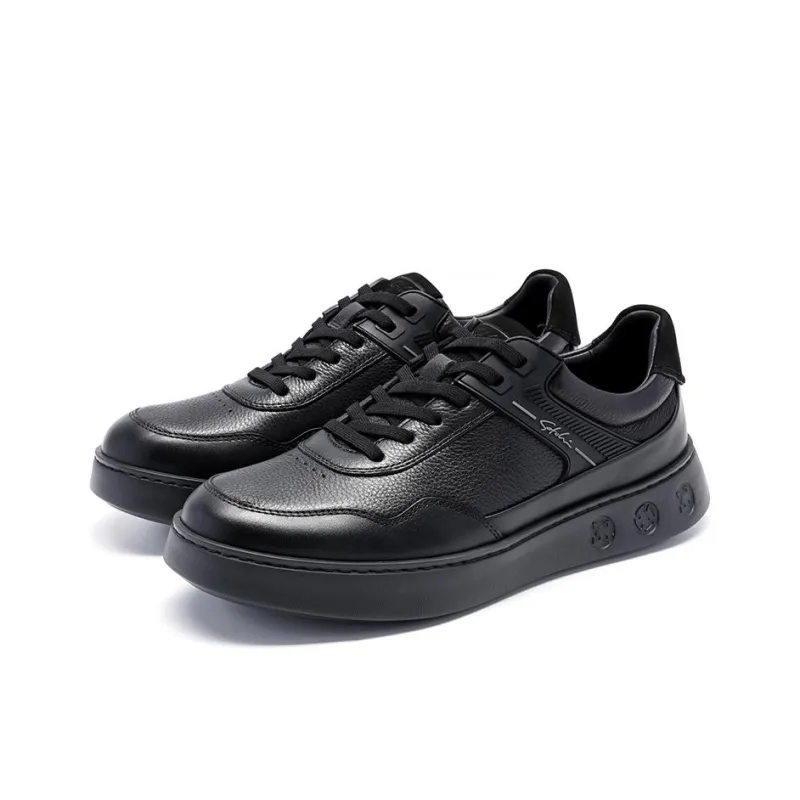 Satchi Wear resistant Lightweight Breathable And Non slip. Low Top Skateboard Shoes Men's Black 4CM-2