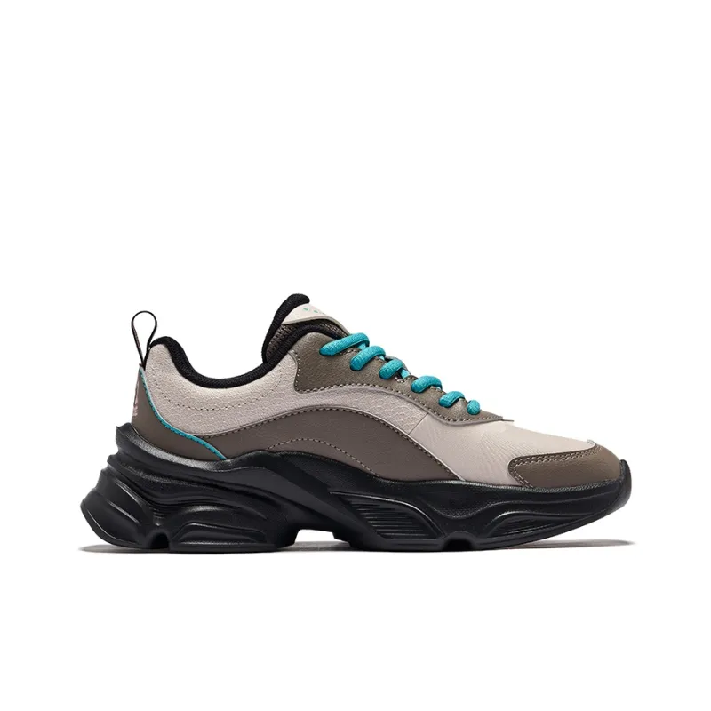 Erke Anti-Slip And Wear-Resistant Height Increasing Low-Top Casual Shoes Women's Painted Gray Brown Stone-1