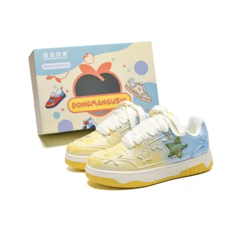 Anime story Skateboard Shoes Women's Low Top Glazed Yellow