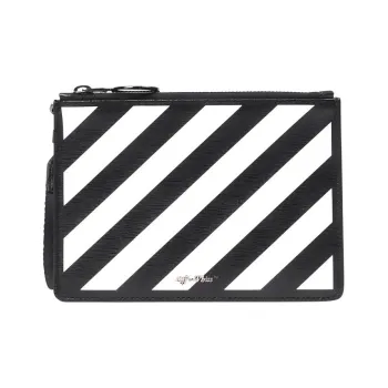 OFF WHITE Leather Mahjong Set Clutches Regular Unisex Black & White