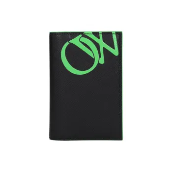 OFF WHITE Leather Card Holder Men's Black & Green