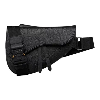 DIOR Calfskin Saddle Bag Crossbody Sling Bag Men's Black