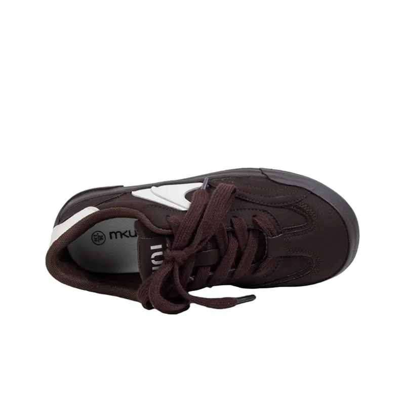 MINGKUANG Street Trend Vintage Inspired Anti Slip And Wear Resistant Lightweight Low Top Skateboard Shoes Women's Umber-2