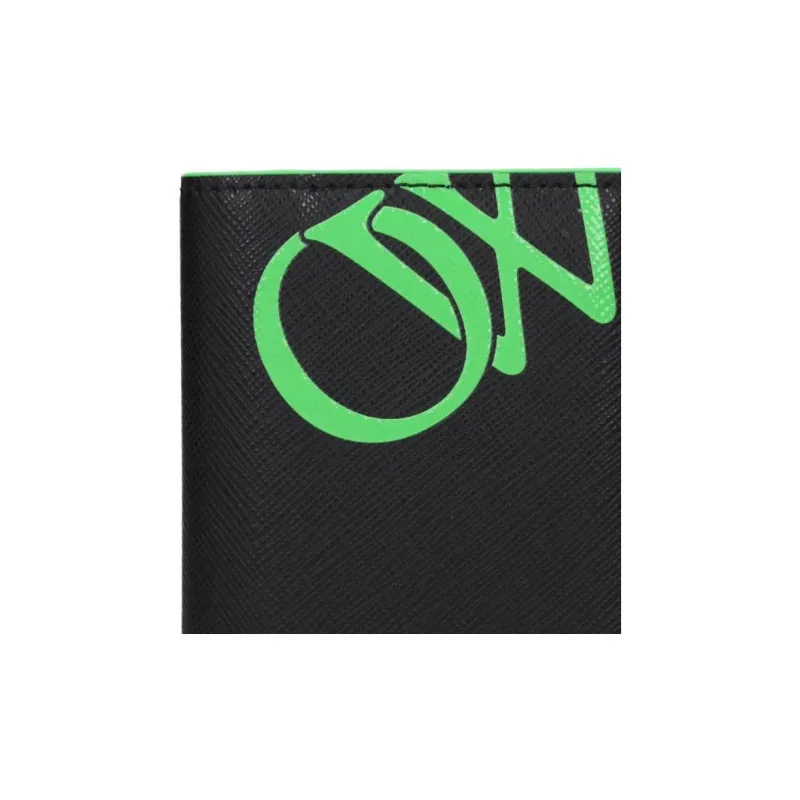 OFF WHITE Leather Card Holder Men's Black & Green-3