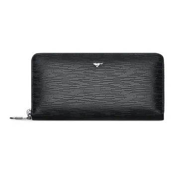 SEPTWOLVES Top Grain Cow Leather Wallets With Money Clip Regular Unisex Black