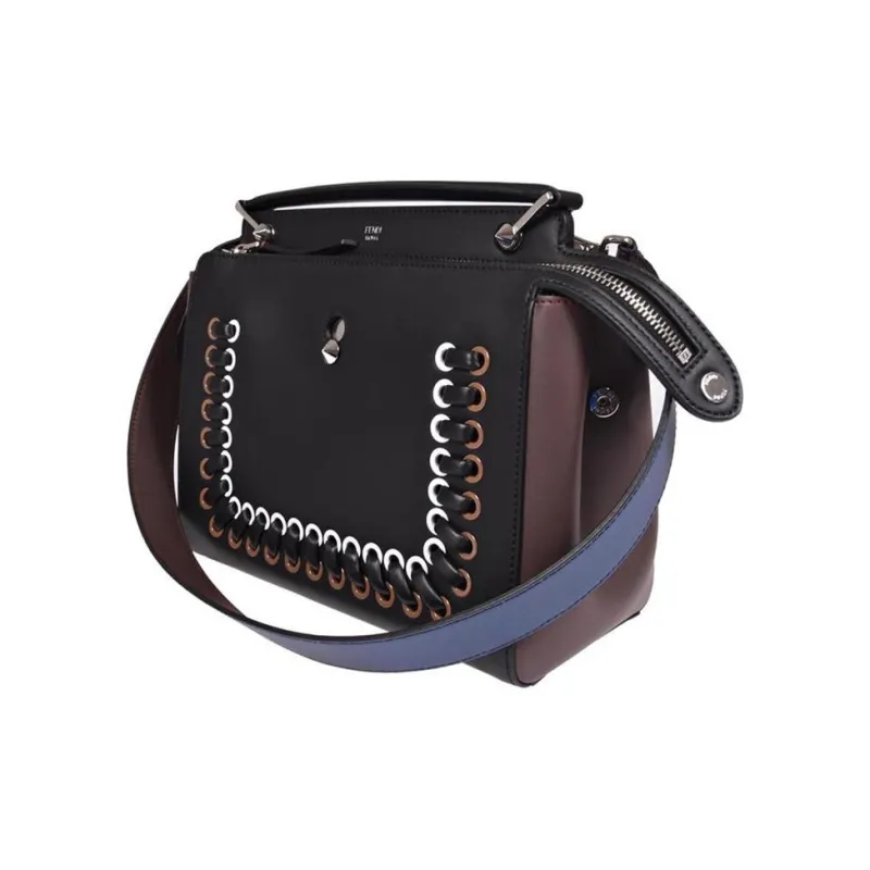 FENDI Cow Leather Shoulder Bags Handbags Large Size Women's Black-1