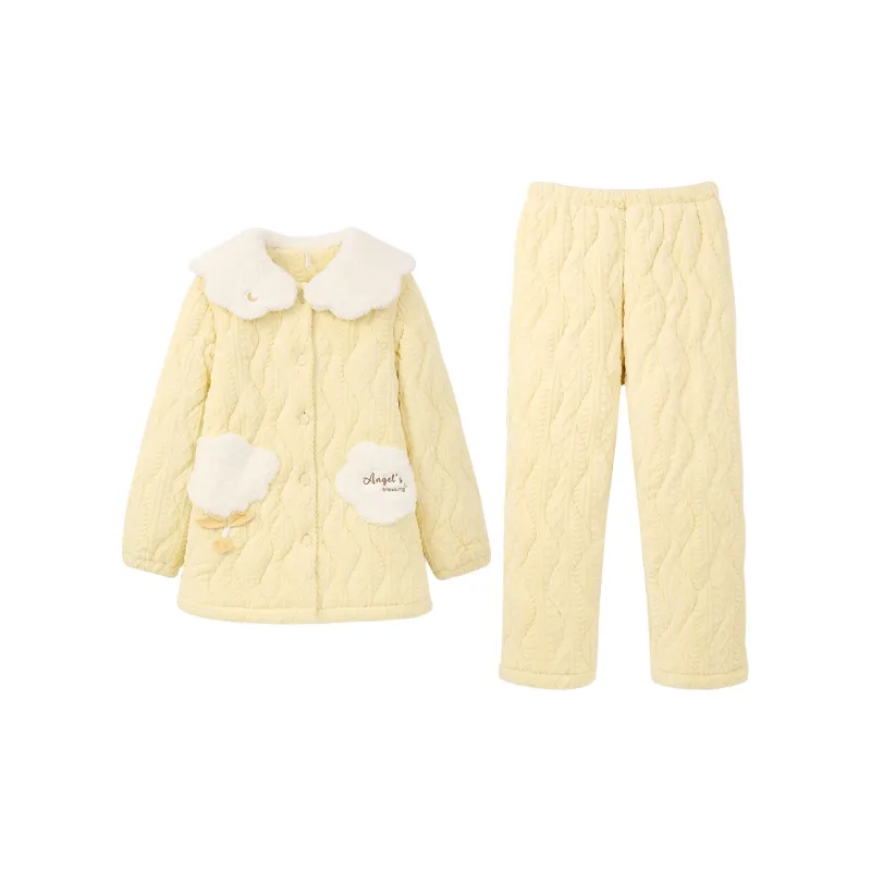 Aannsfam Pajama Set Women's Crescent Yellow-0