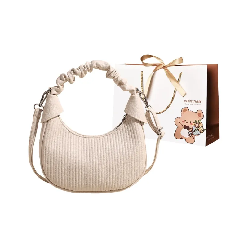 ERANGBEAR PU Crescent Bag, Handbag, Shoulder Bag, Crossbody Bag Regular Women's Brown/Ecru/Pink/Khaki/Black-2