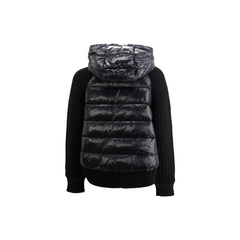 HERNO Hooded Drawstring Knitted Bomber Jacket-1