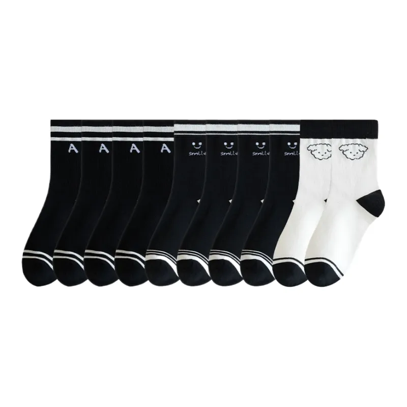Lan Miao Mid Calf Socks Women's 10 Pack-4