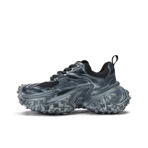 IMXS Urban amp Series Cushioning Anti-Slip And Wear-Resistant Low-Top Chunky Sneakers Unisex Black Matte