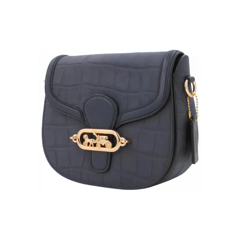 COACH Jade Leather Saddle Bag Shoulder Bag Crossbody Bag Handbag Small Size Women's Dark Blue-1
