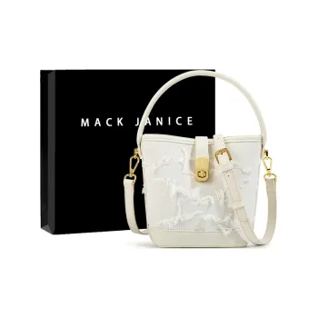 MACKJANICE Polyurethane Bucket Bags One Shoulder Handbags Regular Women's Fringe White