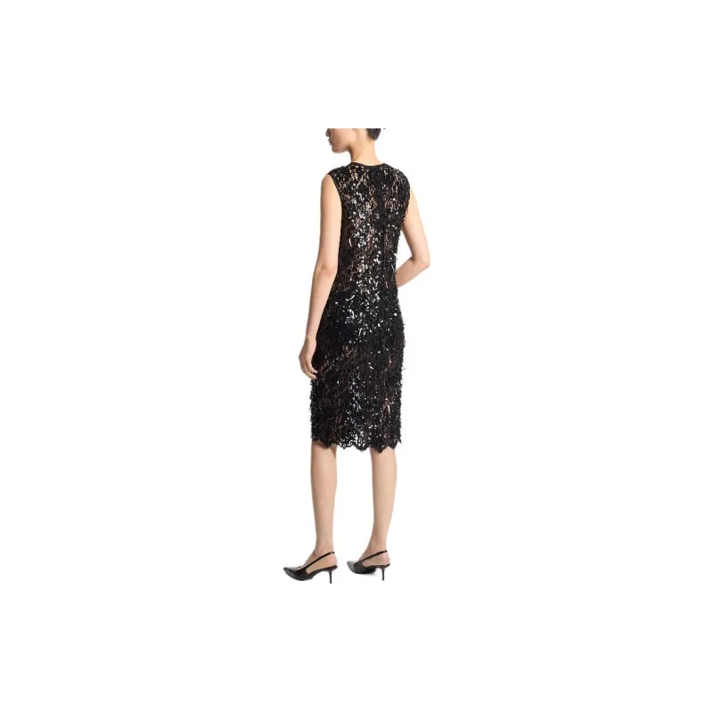 MICHAEL KORS Hand-Embroidered Sequin Floral Lace Sheath Dress-1