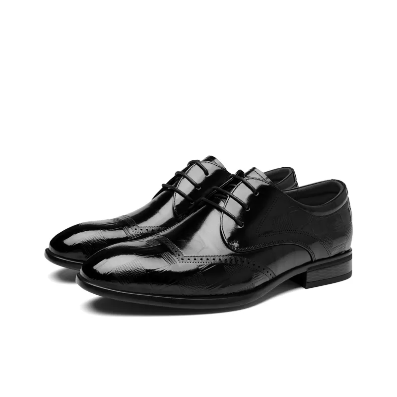 HLA Dress Shoes Men Low Top Black/Brown-1