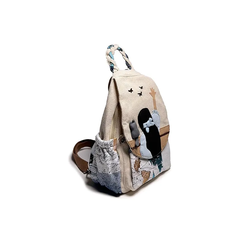 ESNSY Canvas Backpack Women's Apricot-1