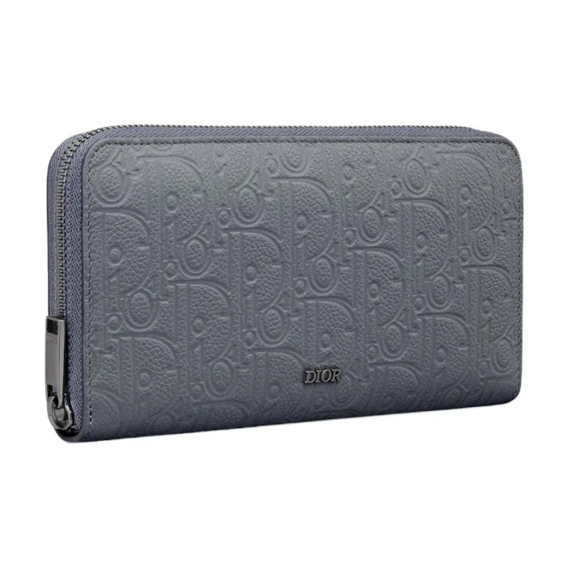 DIOR Calfskin Wallet Men's Dark Gray-1
