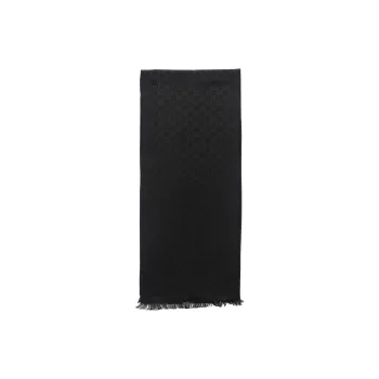 GUCCI Knit Scarves Unisex Black Gray Color