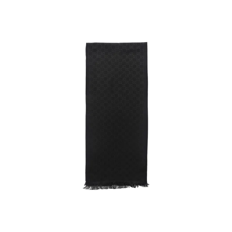 GUCCI Knit Scarves Unisex Black Gray Color-0