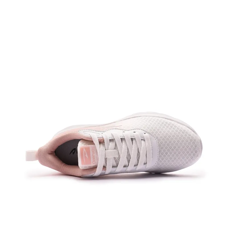DEERWAY Breathable Lightweight Height Increasing Low Top Running Shoes Women's White Pink-3