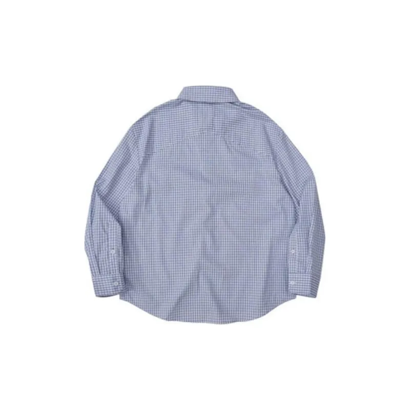 LIVINGTOWN Shirt Unisex Blue White Plaid-1