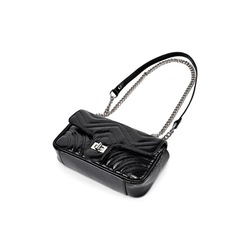 AQUASCUTUM Top Grain Cow Leather Crossbody Bag, Shoulder Bag Regular Women's Black-2