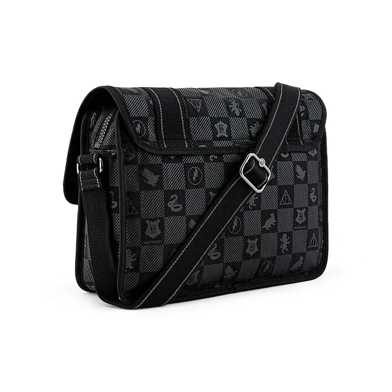 Kipling Polyamide Monkey Bag, Messenger Bag, Shoulder Bag Medium Size Unisex Black Gray Harry Potter Monogram-2