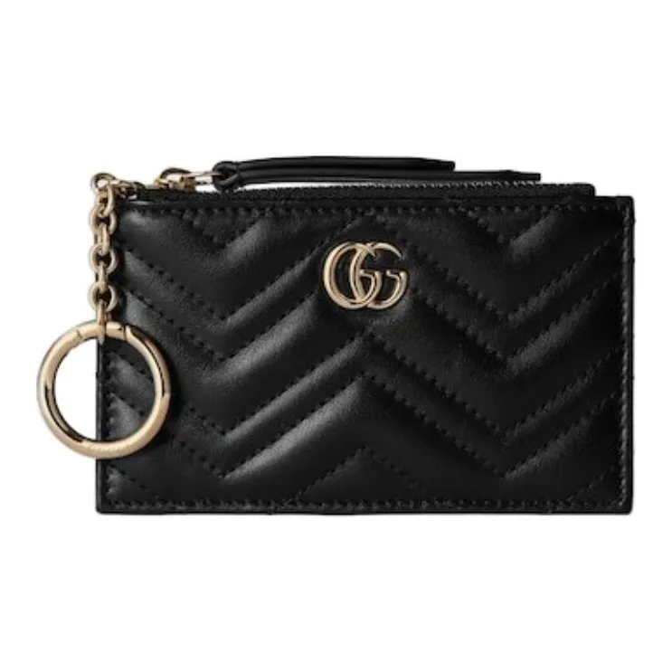 GUCCI Leather Key Pouch Women's Black-1