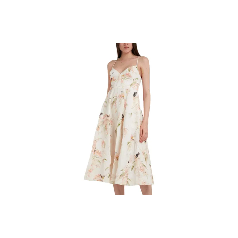 Zimmermann Picnic Coral Birds Printed Midi Dress-2