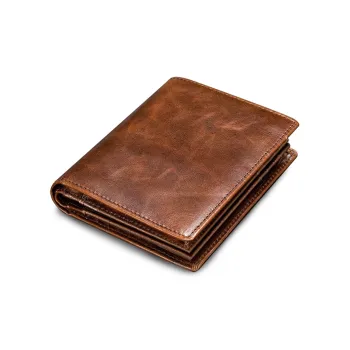 Yalu Top Grain Cow Leather Money Clip RFID Wallet Leather Card Holder Money Men's Black/Coffee