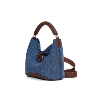 KUNOGIGI Fabric With Cow Leather One Shoulder Handbags Regular Women's Vintage Denim