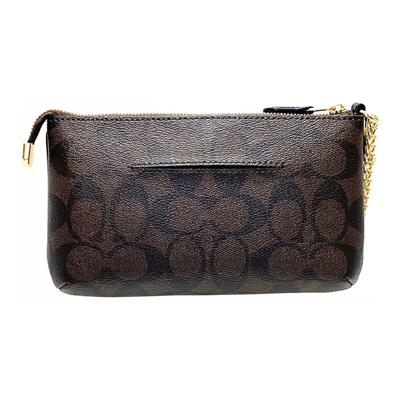 COACH Wristlet Canvas With Leather PVC Mahjong Bag Chain Bag Handbag Shoulder Bag Small Size Women's Brown-1