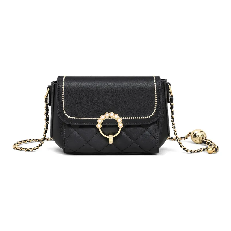 MILLIE'S Cow Leather With Synthetic Leather Shoulder Bag Regular Women's Black-1