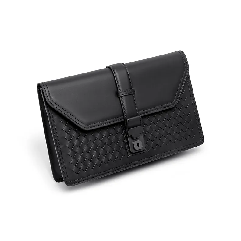 FAIRWHALE Genuine Leather Clutch Men's Elegant Black-5
