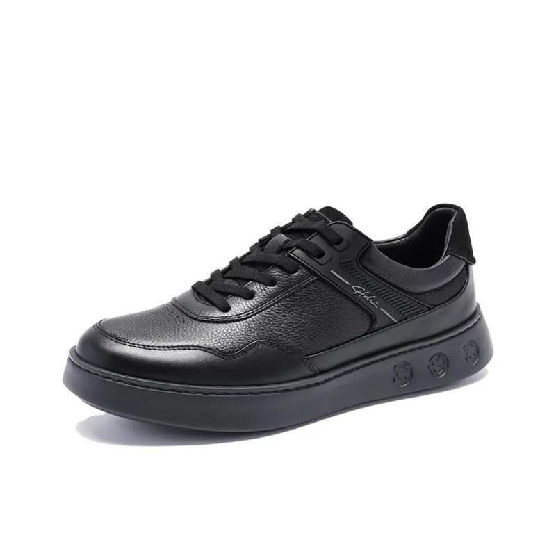Satchi Wear resistant Lightweight Breathable And Non slip. Low Top Skateboard Shoes Men's Black 4CM-1