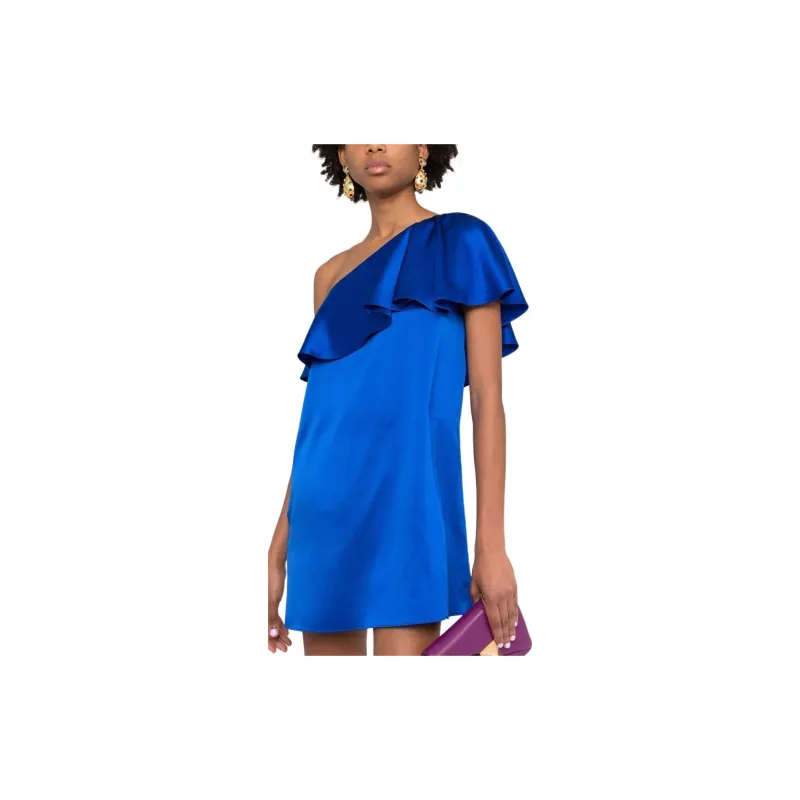 SAINT LAURENT One Shoulder Straight Hem Mini Dress-5