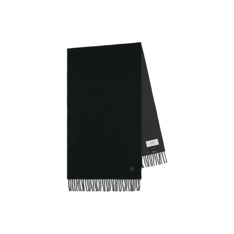 Maison Kitsune Bold Fox Head Patch Fringed Scarf-0