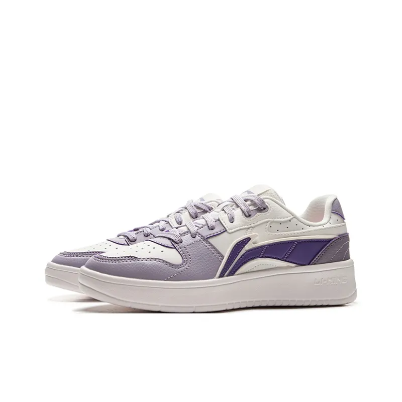 LiNing Acer Truncatum Coverage Lightweight And Breathable Low Top Skateboard Shoes Women's White Purple-2