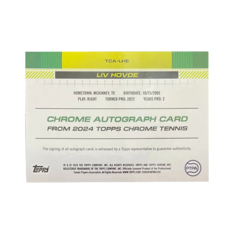 PANINI 2024 Topps Chrome Tennis Hoft RC Rising Stars Signature Card Star Card Condition Guaranteed Sports Cards 1 Pc-1