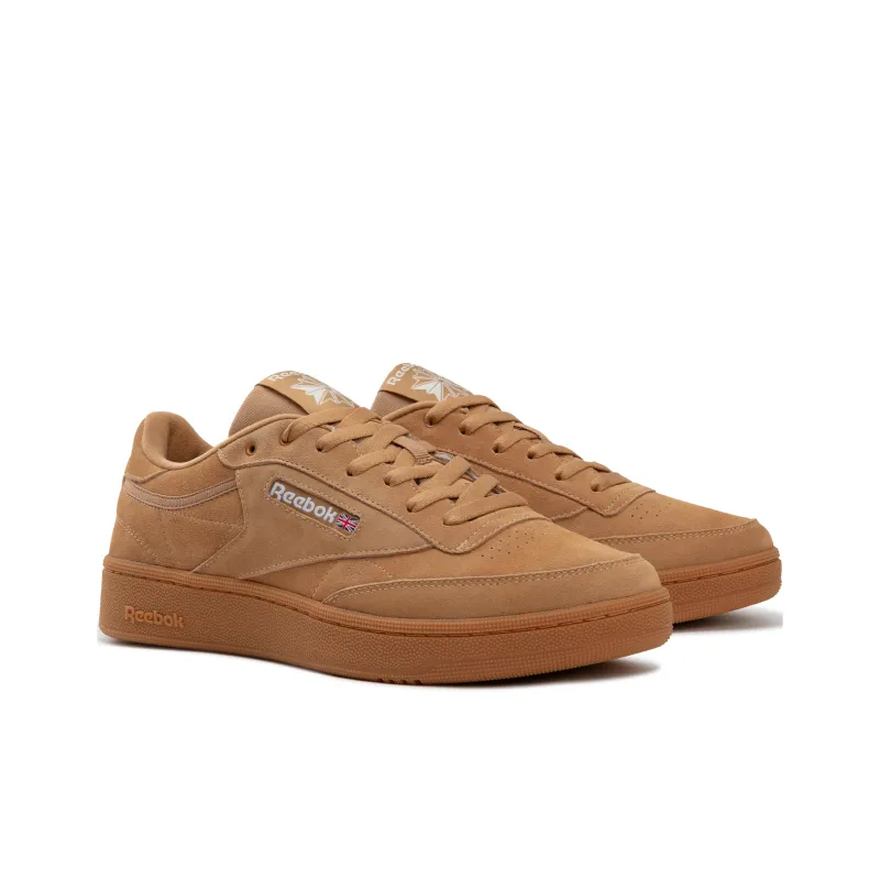 Reebok CLUB C 85 W+ Height Increasing Wear-Resistant Slip-Resistant Low-Top Skateboard Shoes Unisex Brown Yellow-1