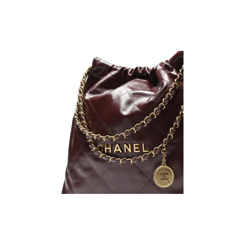 CHANEL Shiny Calfskin Bucket Bags Crossbody Bag, Shoulder Bag Women's Dark Brown-3