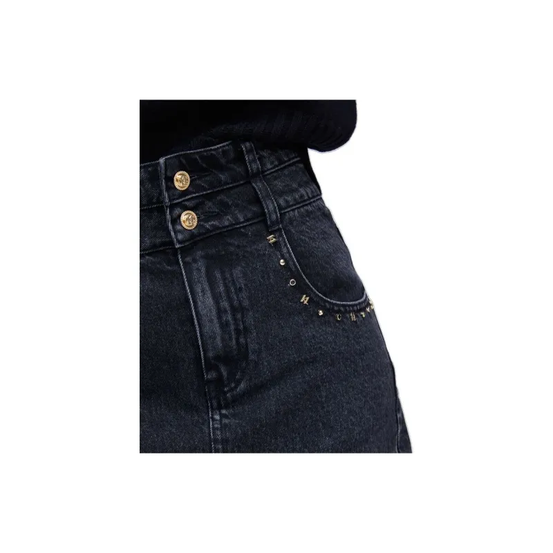 KARL LAGERFELD FW22 Denim Long Skirts Women's Black-2